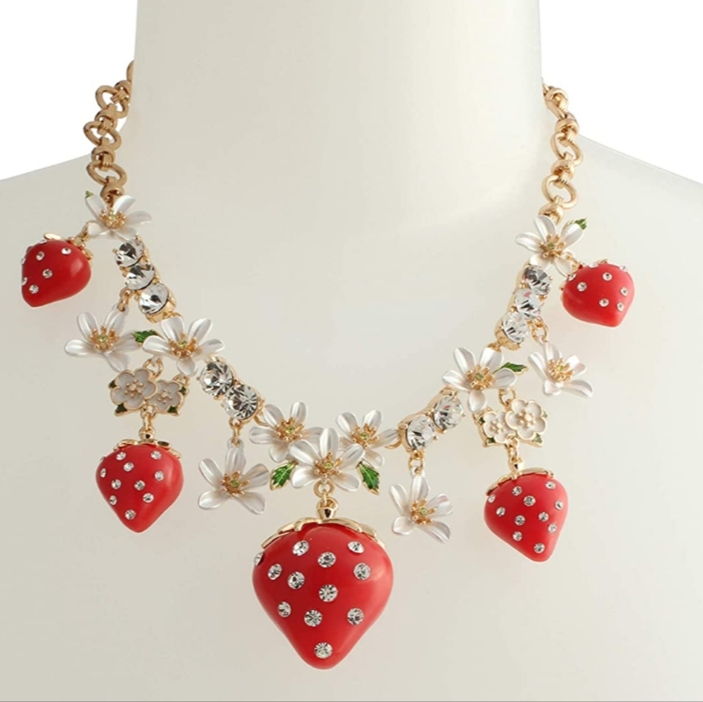Betsey Johnson Strawberry Frontal Necklace